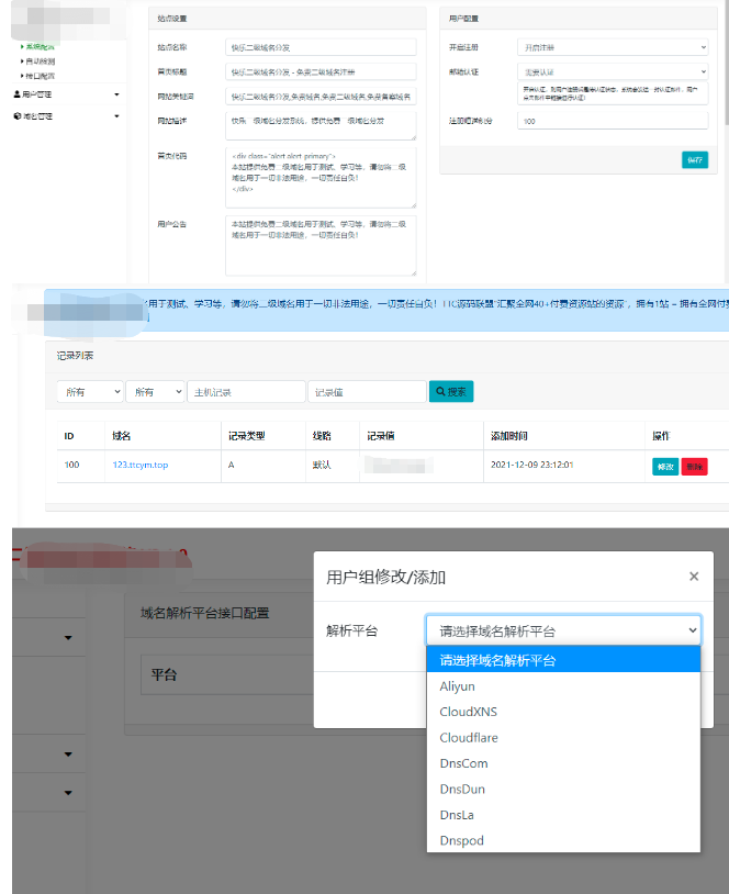 {完美运营}二级域名分发系统源码-372盘