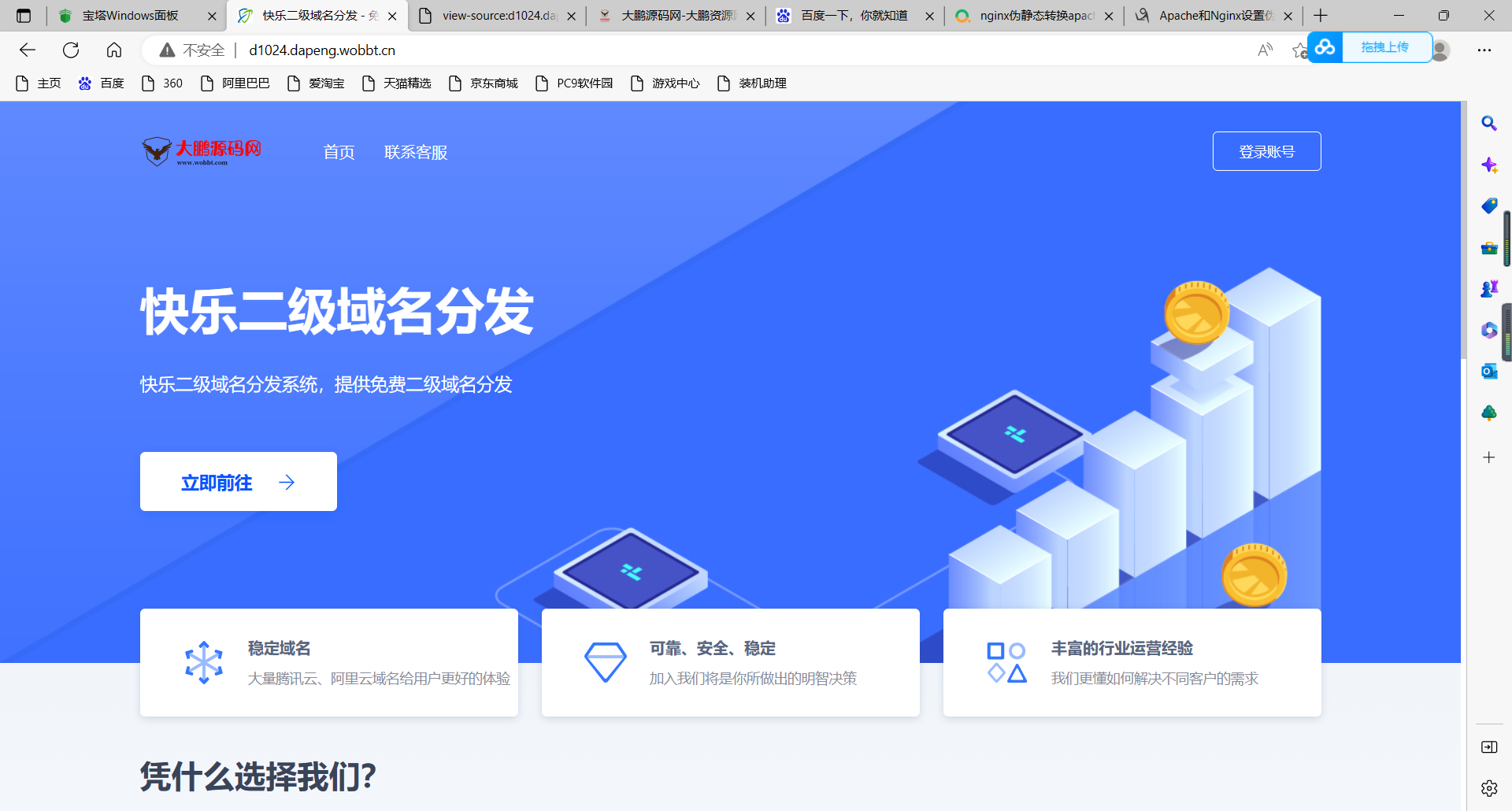 D1026 【大鹏亲测】许愿二级域名分发系统网站源码美化版-372盘